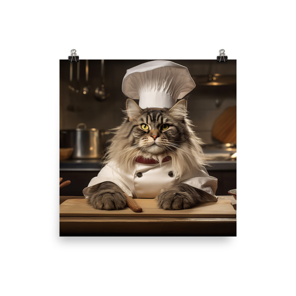 Maine Coon Chef Photo paper poster - PosterfyAI.com
