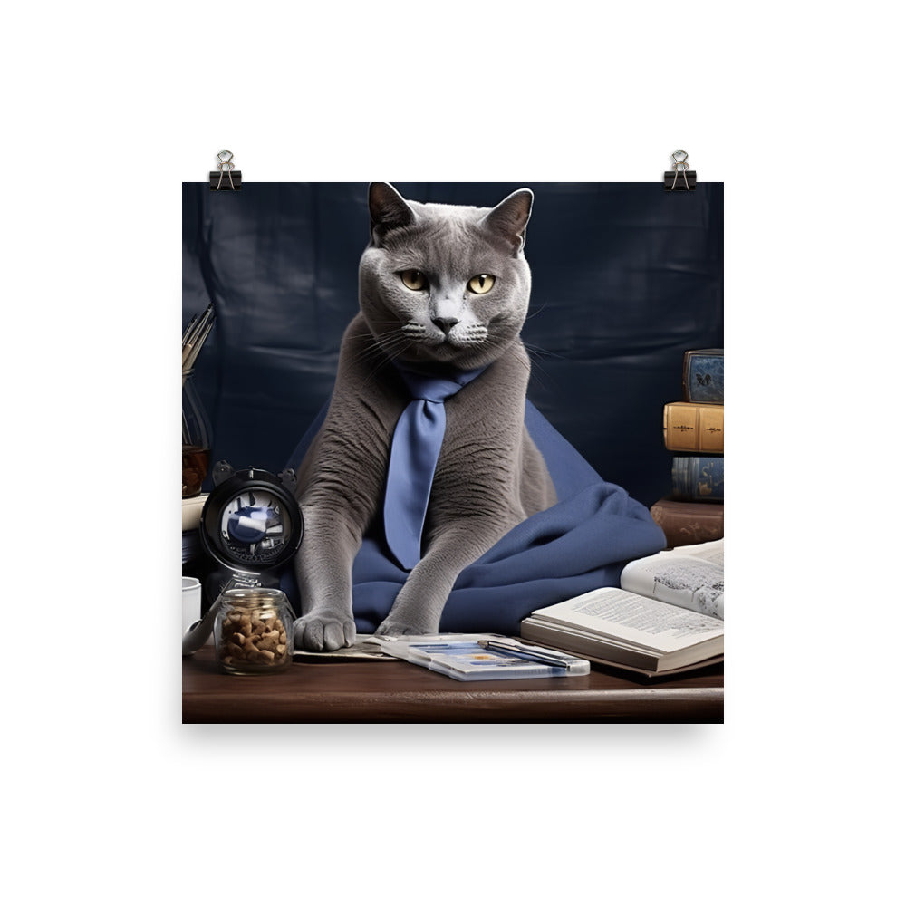 Russian Blue Student Photo paper poster - PosterfyAI.com