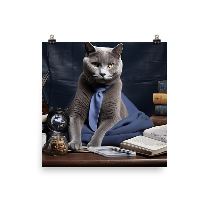 Russian Blue Student Photo paper poster - PosterfyAI.com