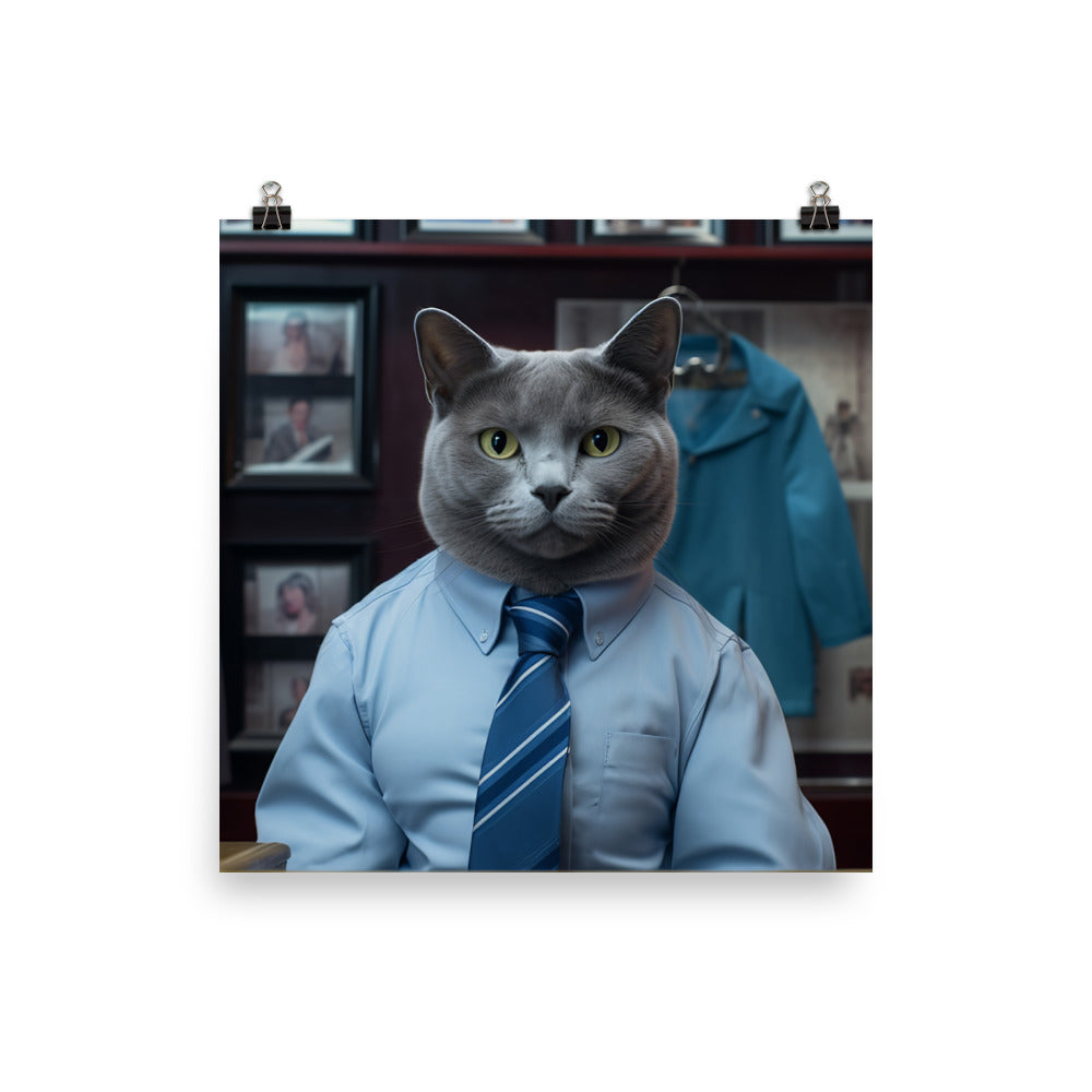 Russian Blue Sales Consultant Photo paper poster - PosterfyAI.com