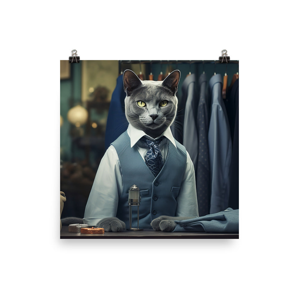 Russian Blue Sales Consultant Photo paper poster - PosterfyAI.com
