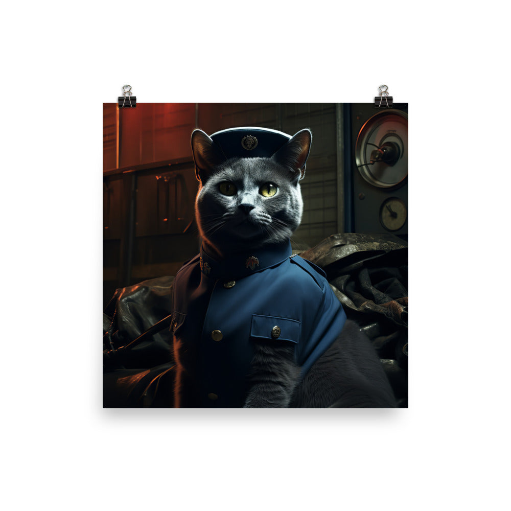 Russian Blue Prison Officer Photo paper poster - PosterfyAI.com