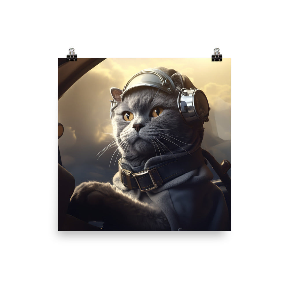 Russian Blue Pilot Photo paper poster - PosterfyAI.com