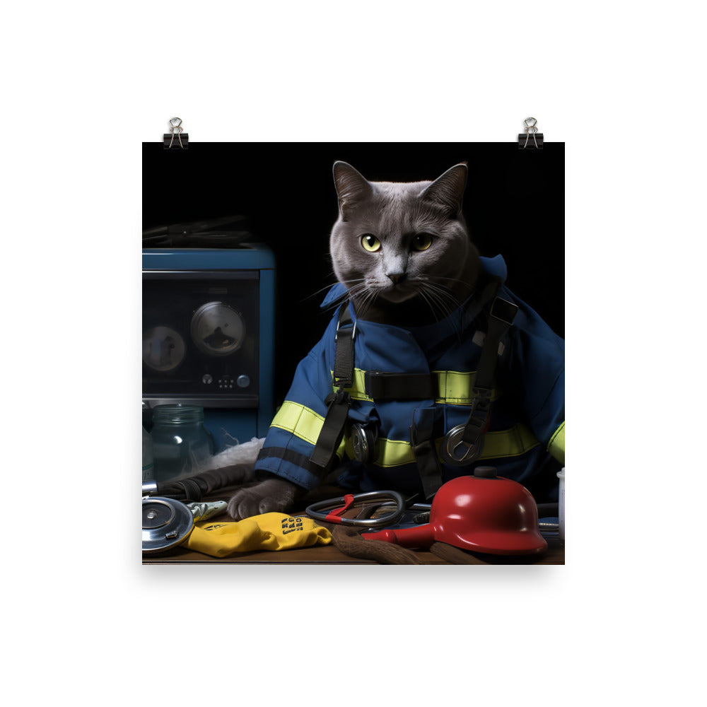 Russian Blue Paramedic Photo paper poster - PosterfyAI.com
