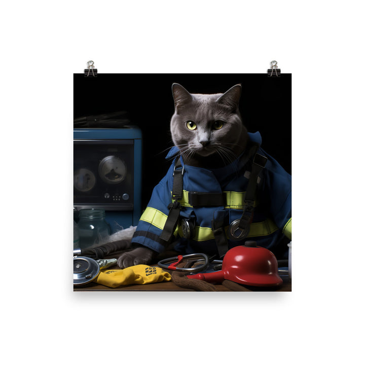 Russian Blue Paramedic Photo paper poster - PosterfyAI.com