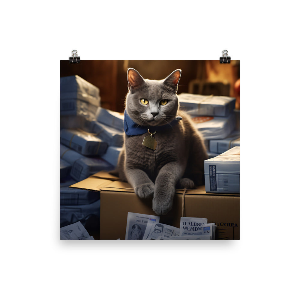 Russian Blue Mail Carrier Photo paper poster - PosterfyAI.com