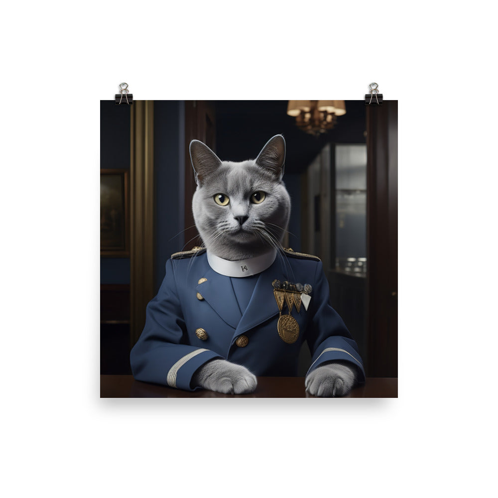 Russian Blue Hotel Staff Photo paper poster - PosterfyAI.com