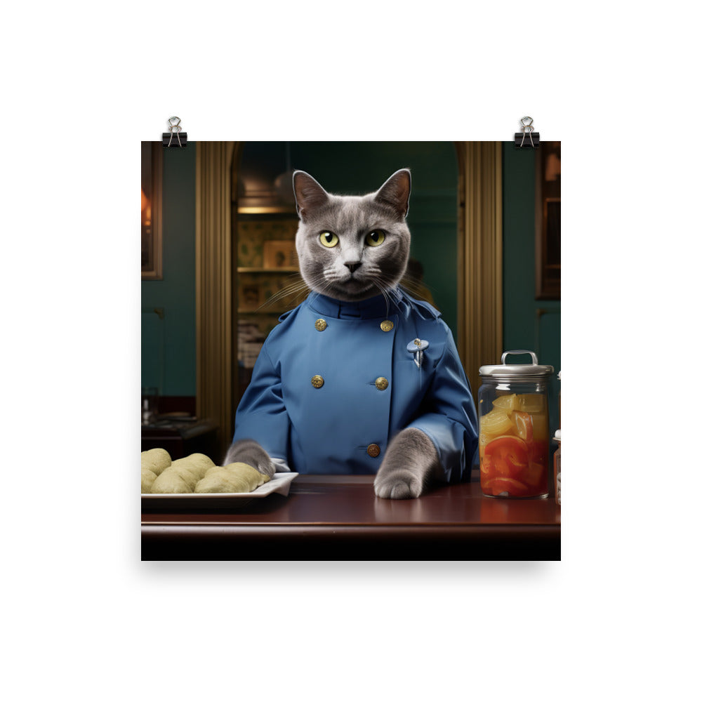 Russian Blue Fast Food Crew Photo paper poster - PosterfyAI.com