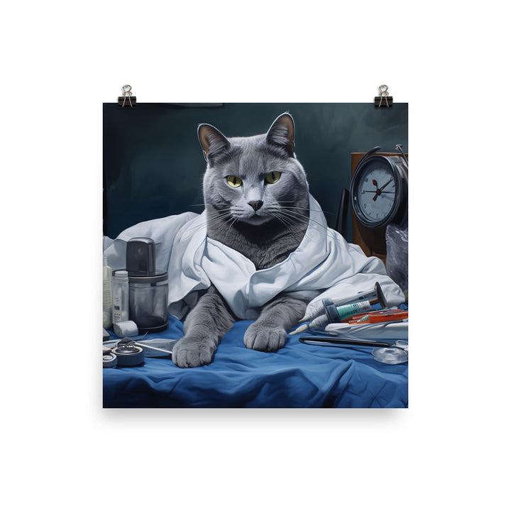 Russian Blue Doctor Photo paper poster - PosterfyAI.com