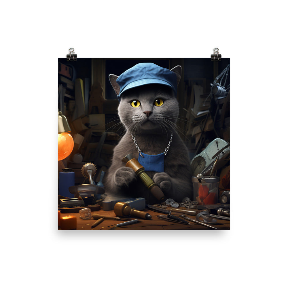 Russian Blue Contractor Photo paper poster - PosterfyAI.com