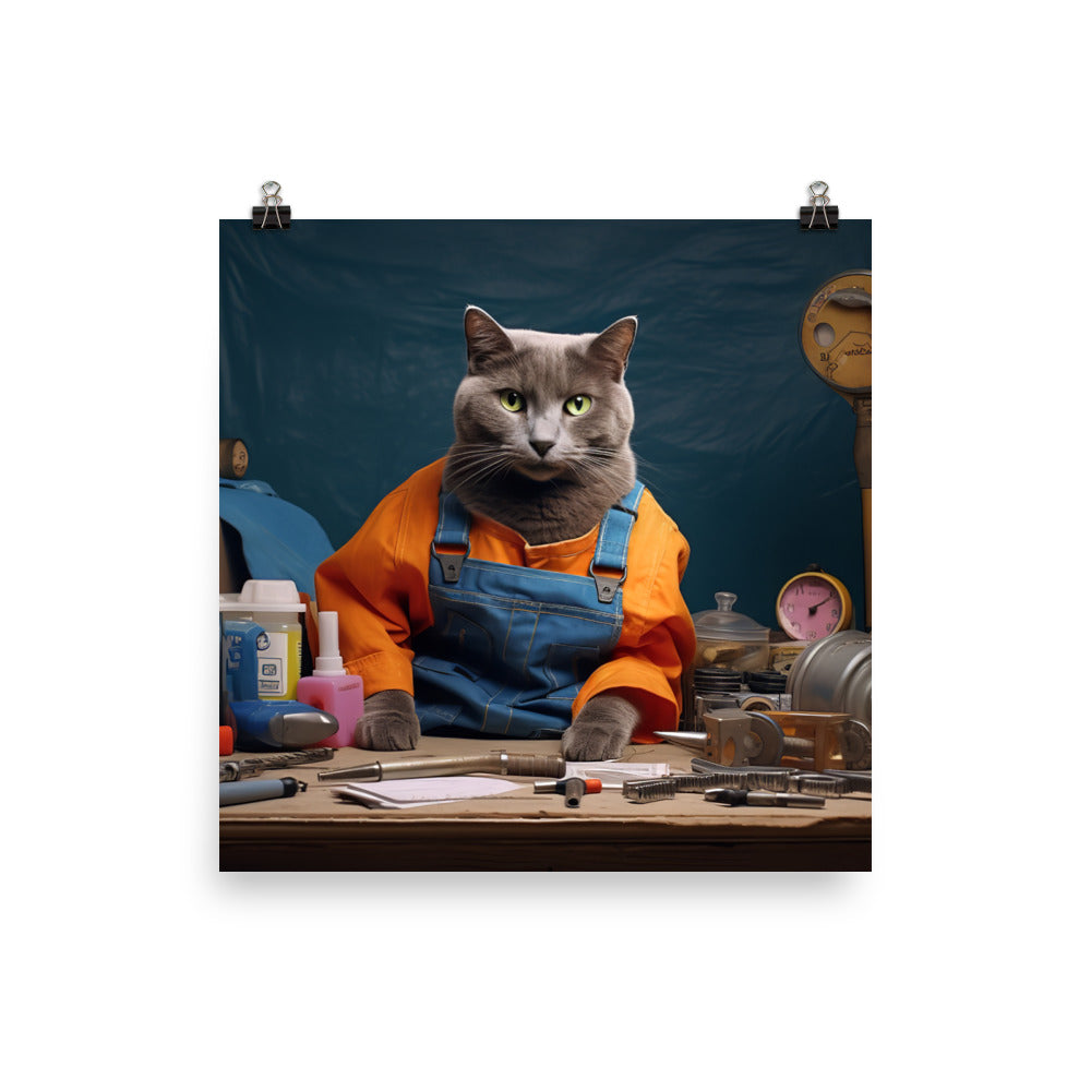 Russian Blue Contractor Photo paper poster - PosterfyAI.com