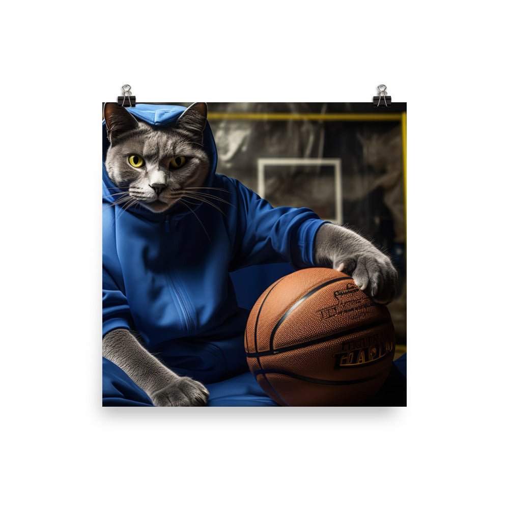 Russian Blue Basketball Photo paper poster - PosterfyAI.com