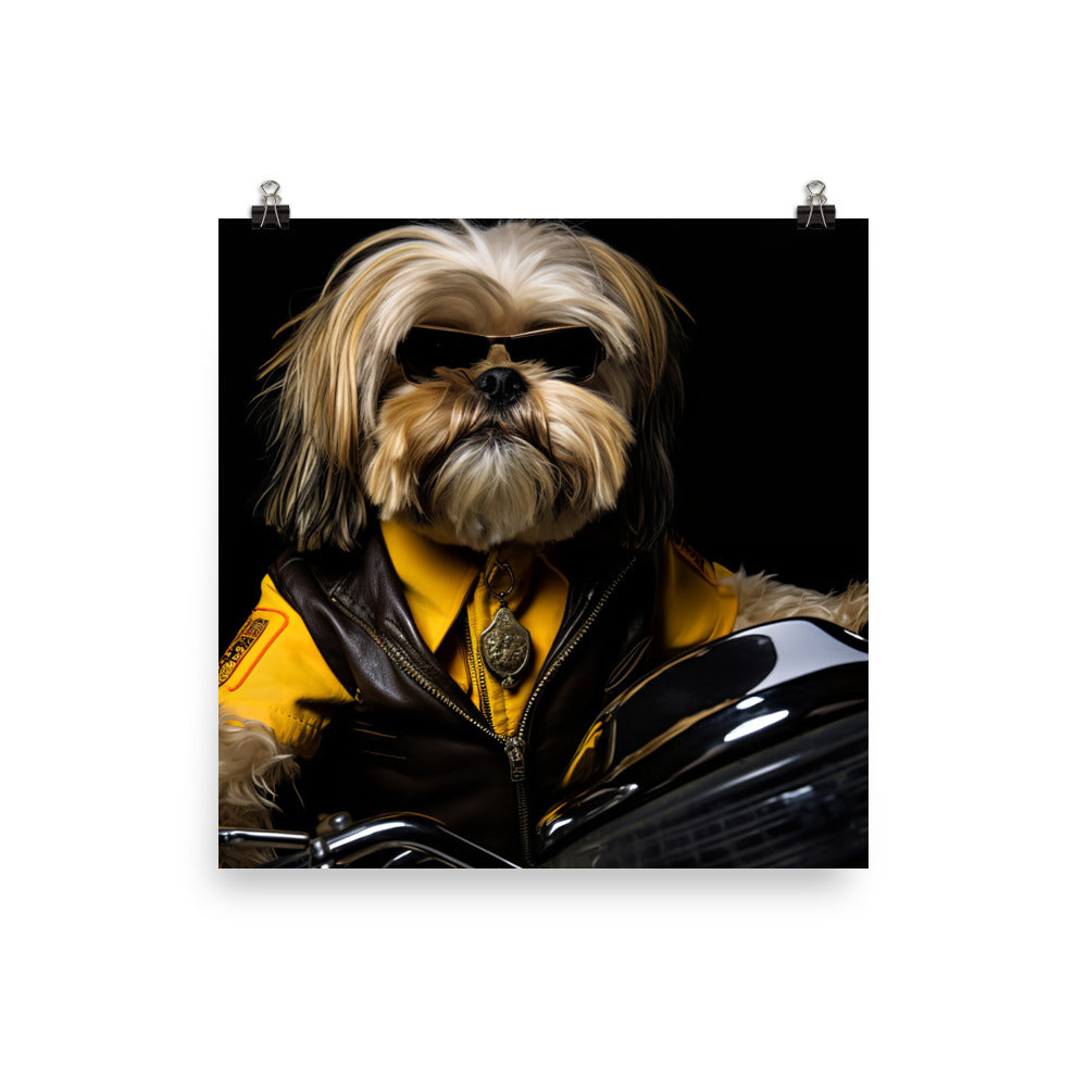 Lhasa Apso Superbike Athlete Photo paper poster - PosterfyAI.com
