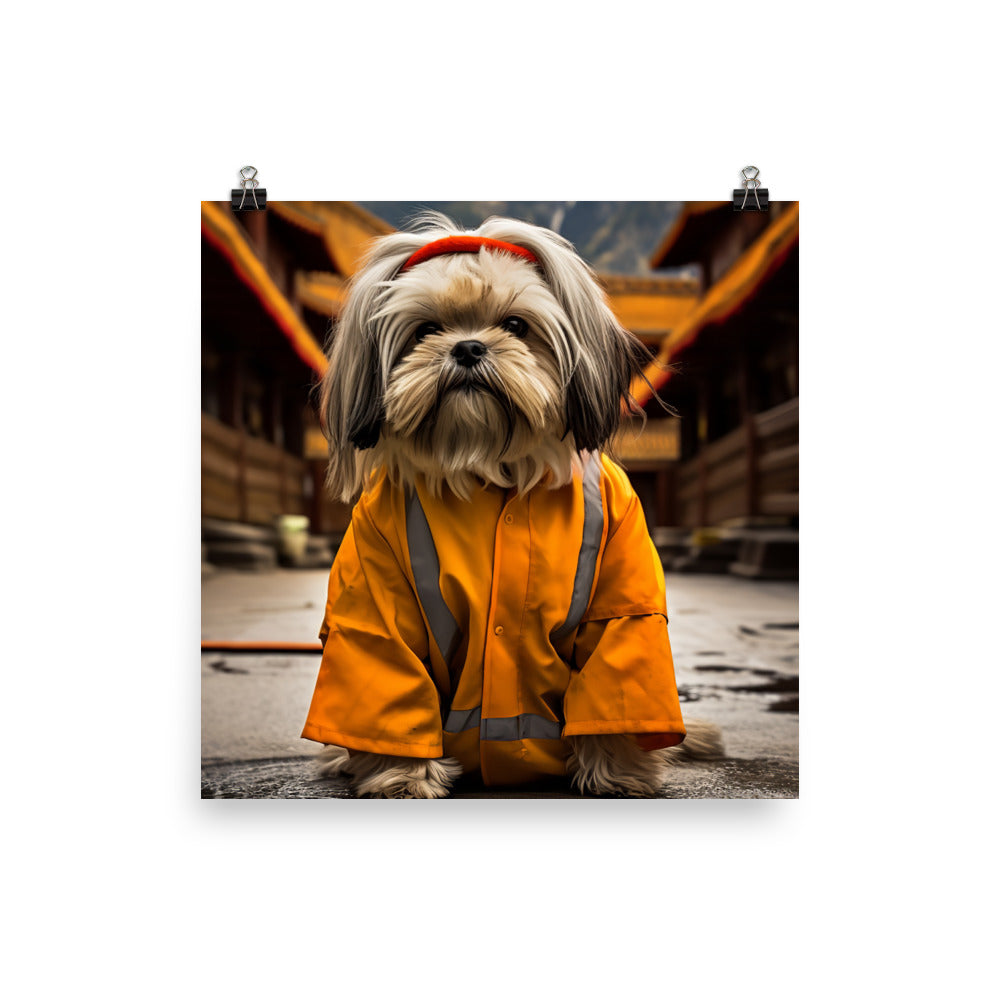 Lhasa Apso Janitor Photo paper poster - PosterfyAI.com