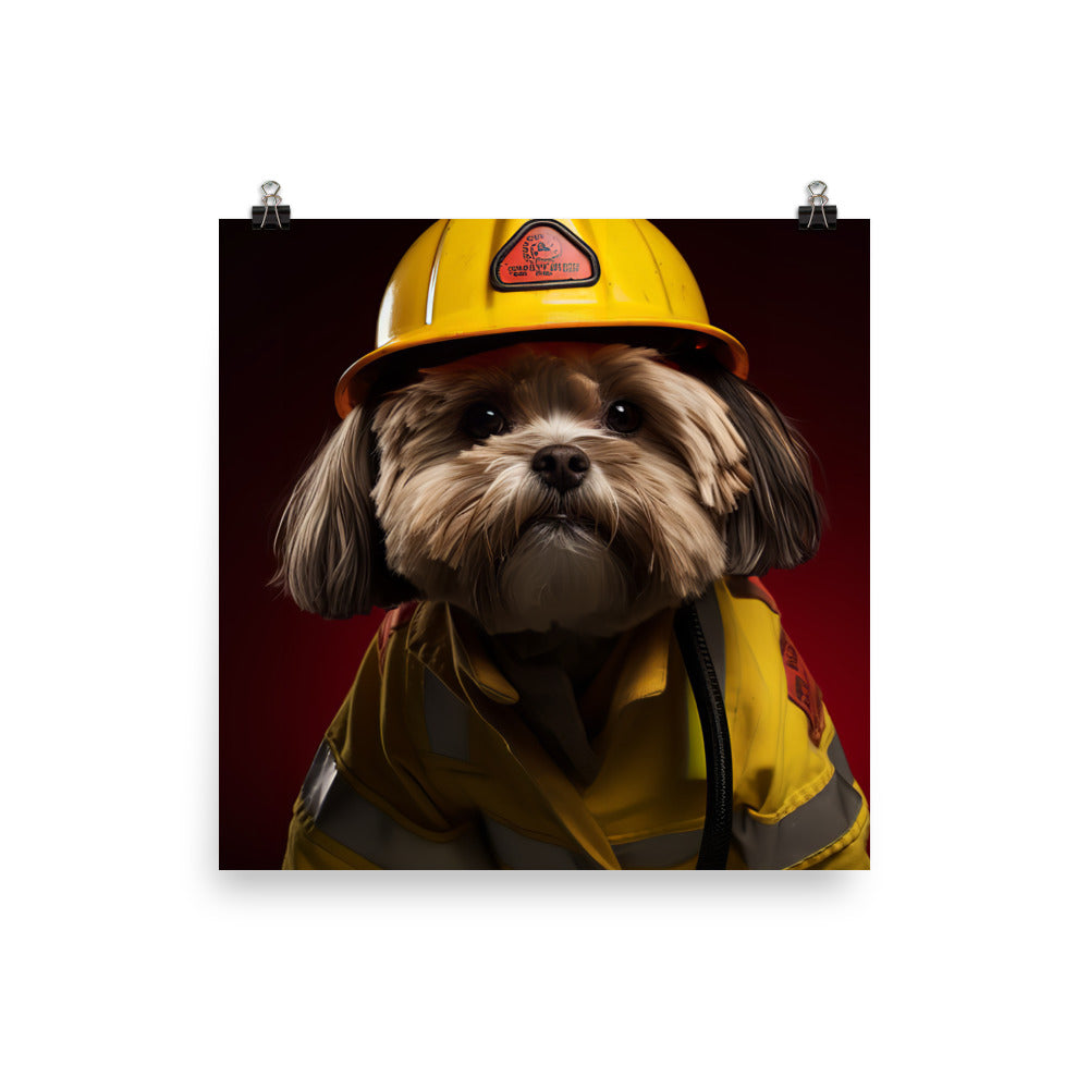 Lhasa Apso Firefighter Photo paper poster - PosterfyAI.com