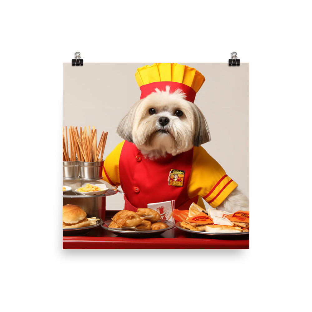 Lhasa Apso Fast Food Crew Photo paper poster - PosterfyAI.com