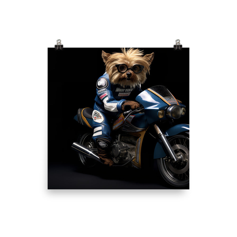 Yorkshire Terrier Superbike Athlete Photo paper poster - PosterfyAI.com