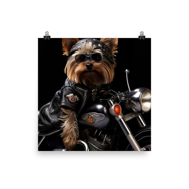 Yorkshire Terrier Superbike Athlete Photo paper poster - PosterfyAI.com