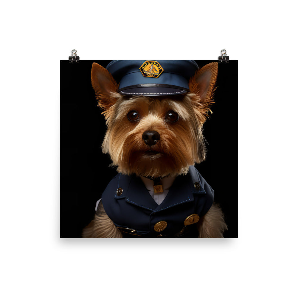 Yorkshire Terrier Security Officer Photo paper poster - PosterfyAI.com