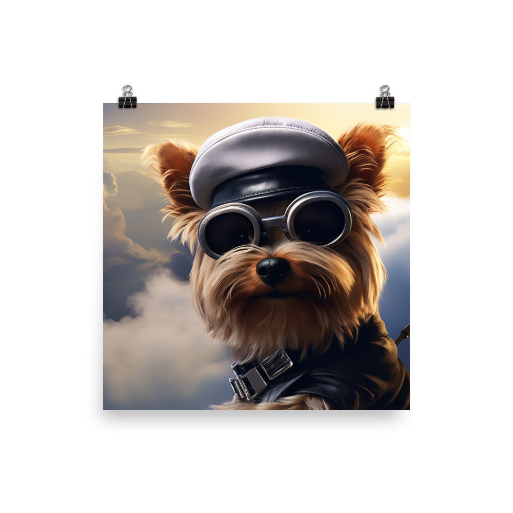 Yorkshire Terrier Pilot Photo paper poster - PosterfyAI.com