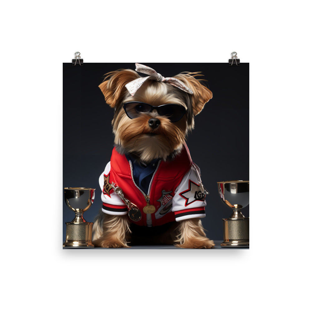Yorkshire Terrier Motorsport Athlete Photo paper poster - PosterfyAI.com