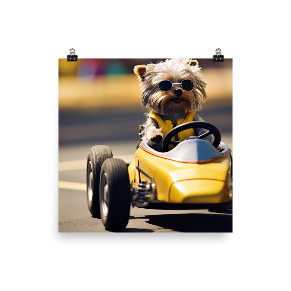 Yorkshire Terrier Motorsport Athlete Photo paper poster - PosterfyAI.com