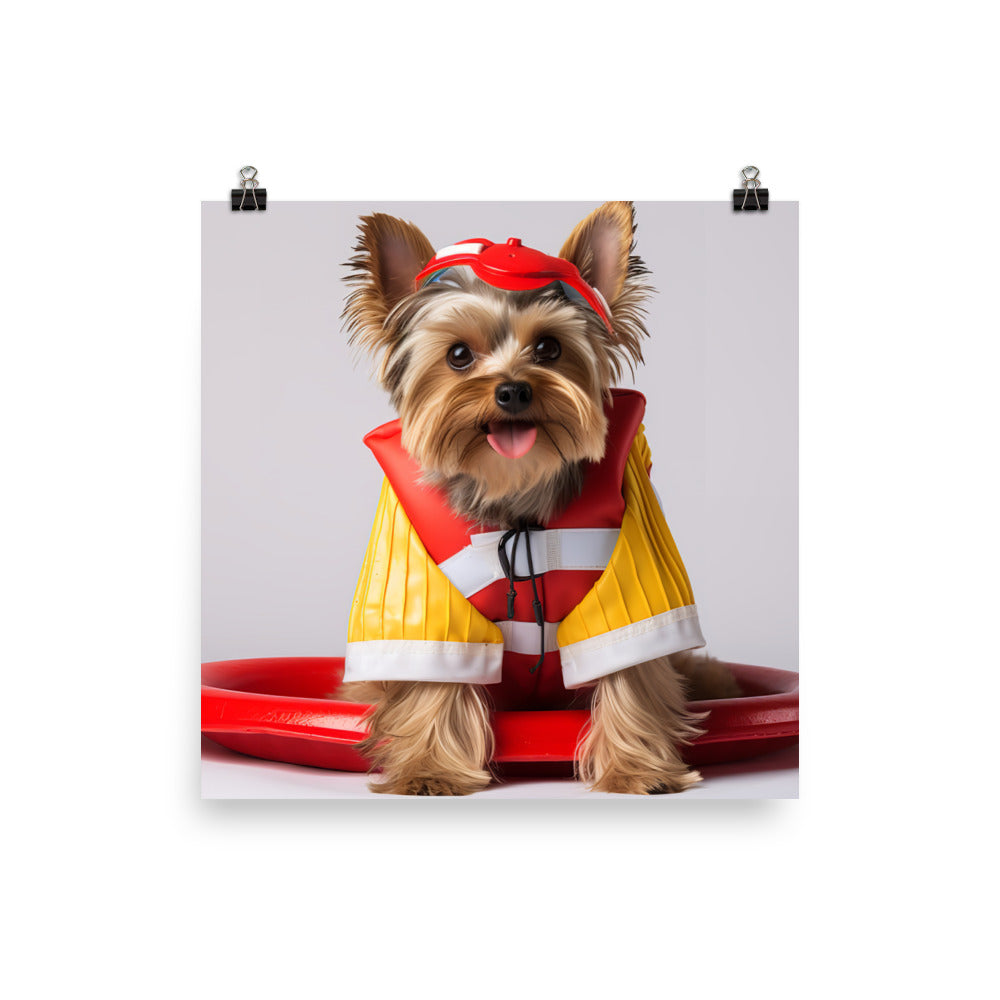 Yorkshire Terrier Lifeguard Photo paper poster - PosterfyAI.com
