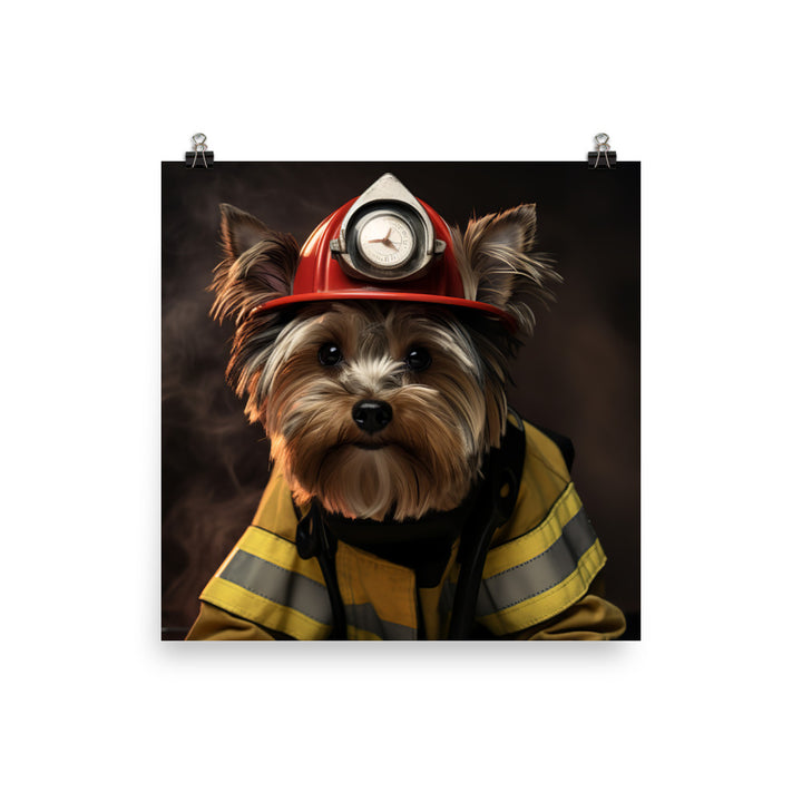 Yorkshire Terrier Firefighter Photo paper poster - PosterfyAI.com