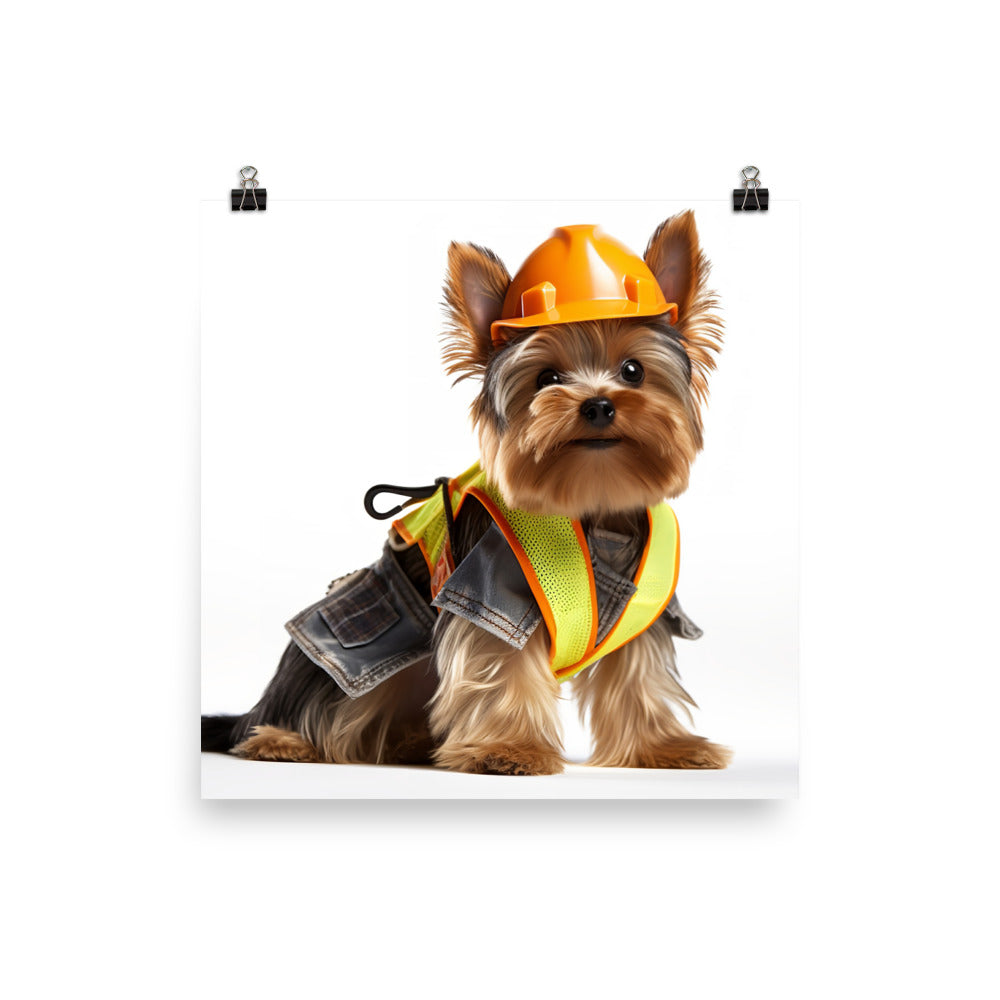 Yorkshire Terrier Contractor Photo paper poster - PosterfyAI.com