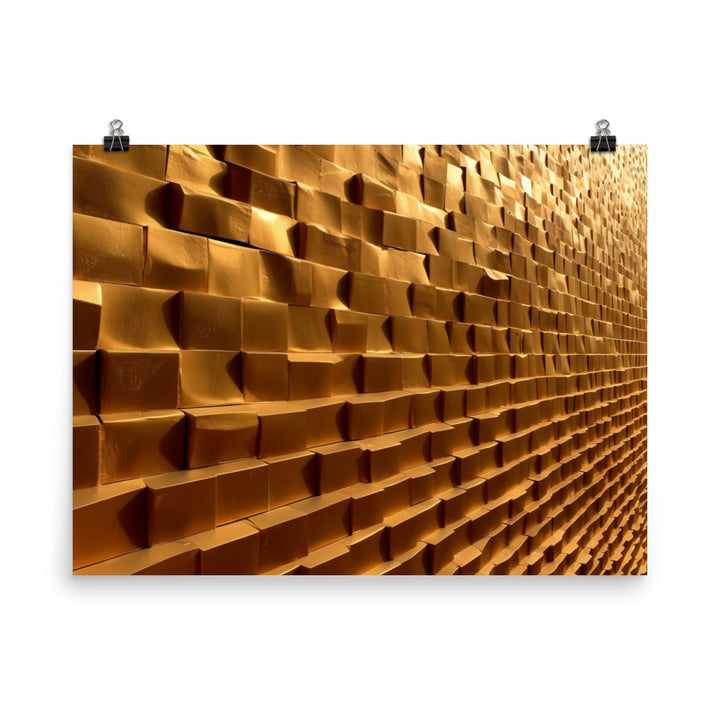 A wall made entirely of gold bricks photo paper poster - Posterfy.AI