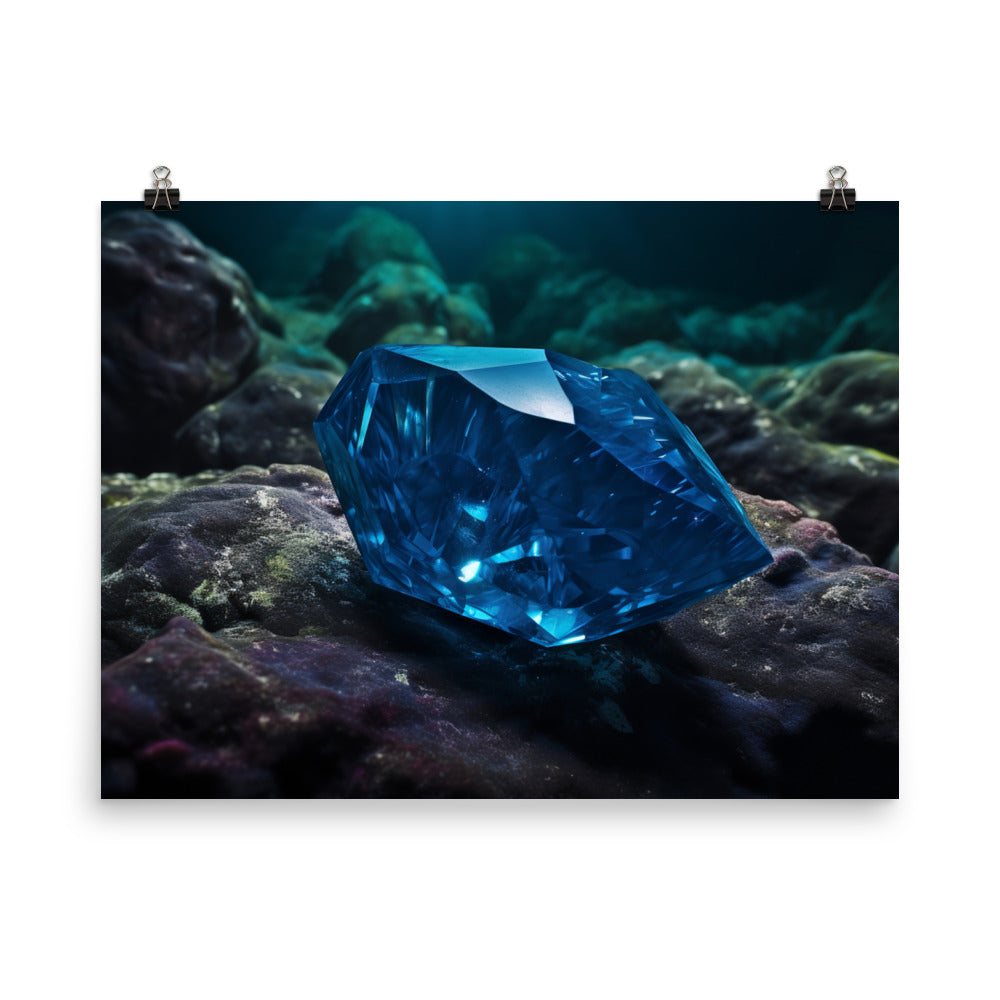 A vivid blue diamond photo paper poster - Posterfy.AI