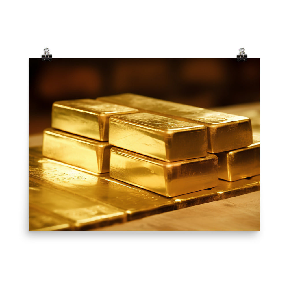 A stack of gold bricks photo paper poster - Posterfy.AI