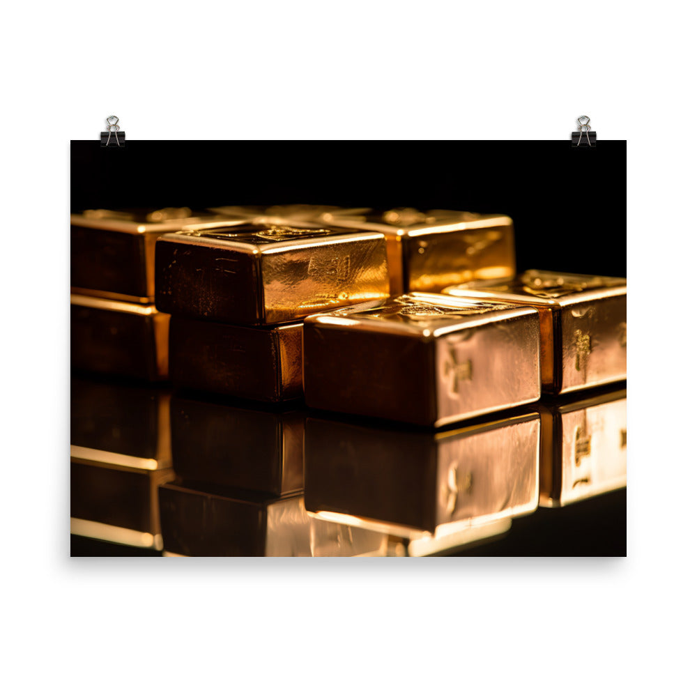 A stack of gold bricks photo paper poster - Posterfy.AI