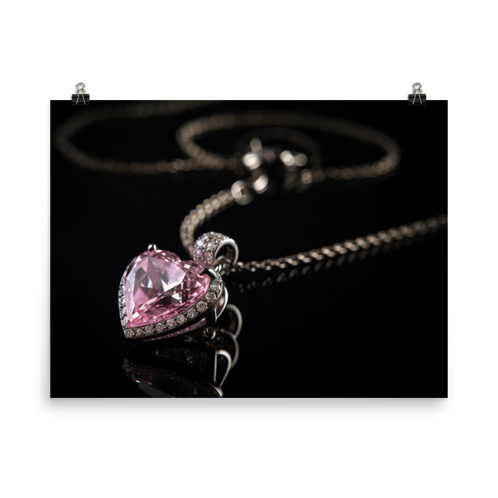 A pink diamond necklace photo paper poster - Posterfy.AI