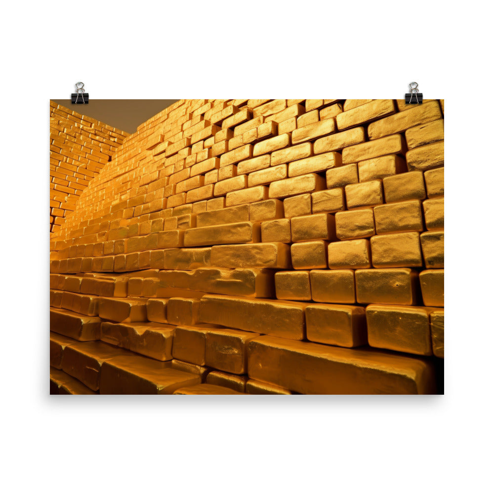 A large pile of gold bricks photo paper poster - Posterfy.AI