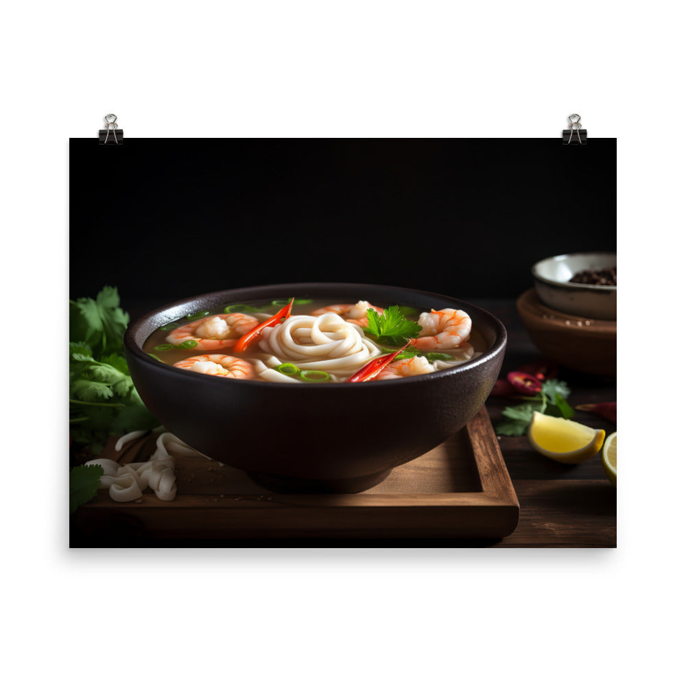 Steamy Udon Soup with shrimp photo paper poster - Posterfy.AI