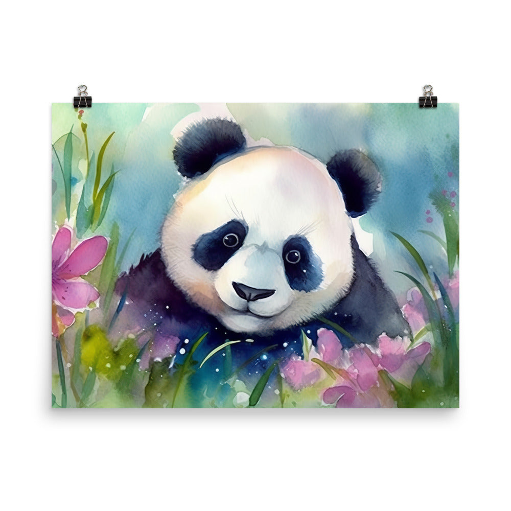 Pandas Dreamy Watercolor World photo paper poster - Posterfy.AI