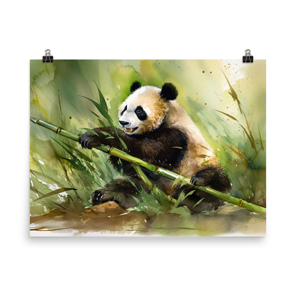 Panda Cub Snacking photo paper poster - Posterfy.AI