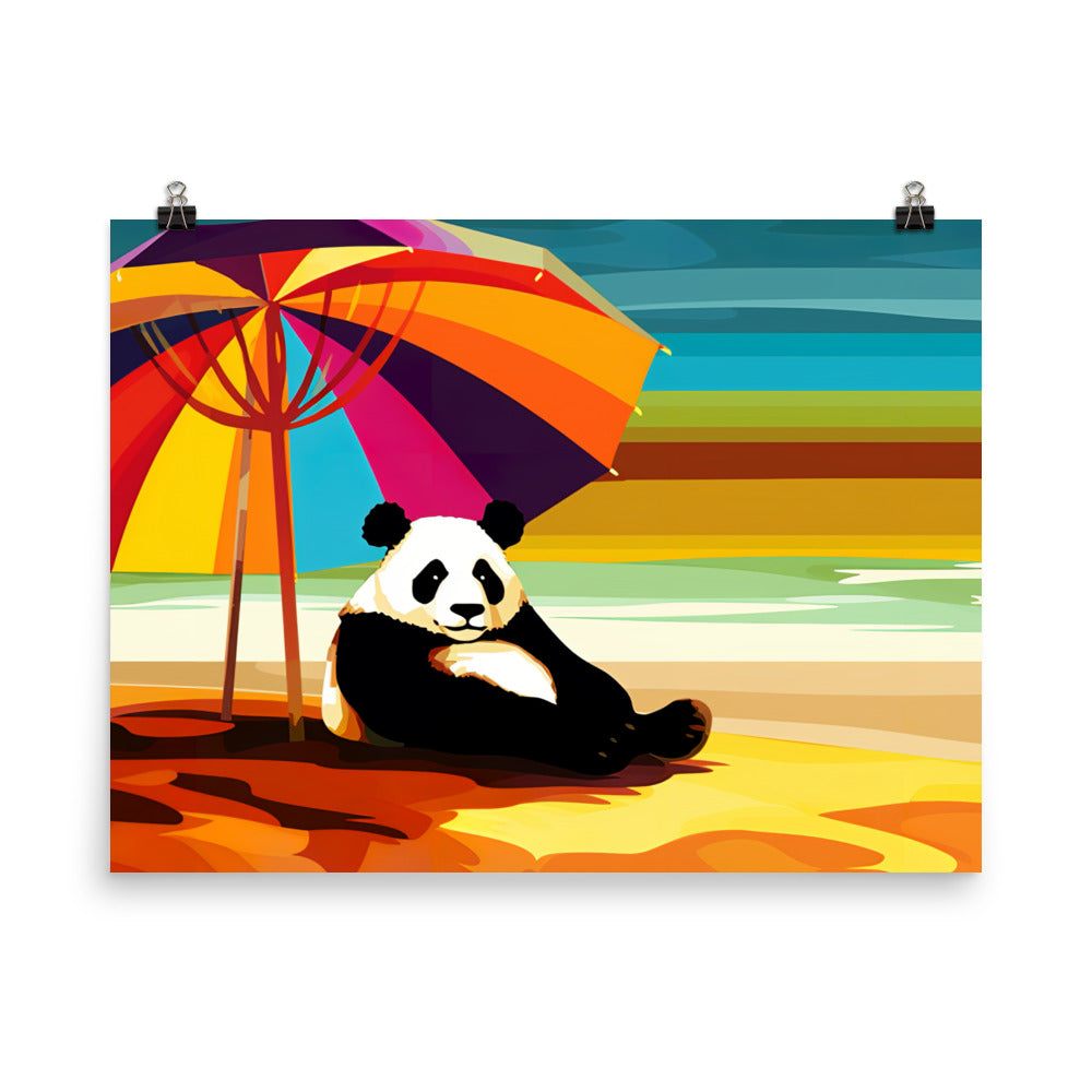 Deco Panda on the Beach photo paper poster - Posterfy.AI