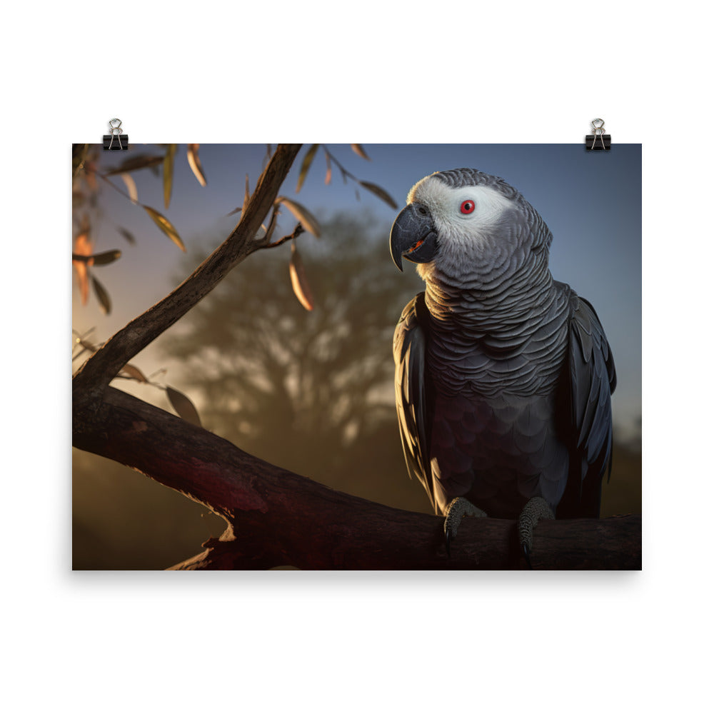 Elegant African Grey Parrot photo paper poster - Posterfy.AI