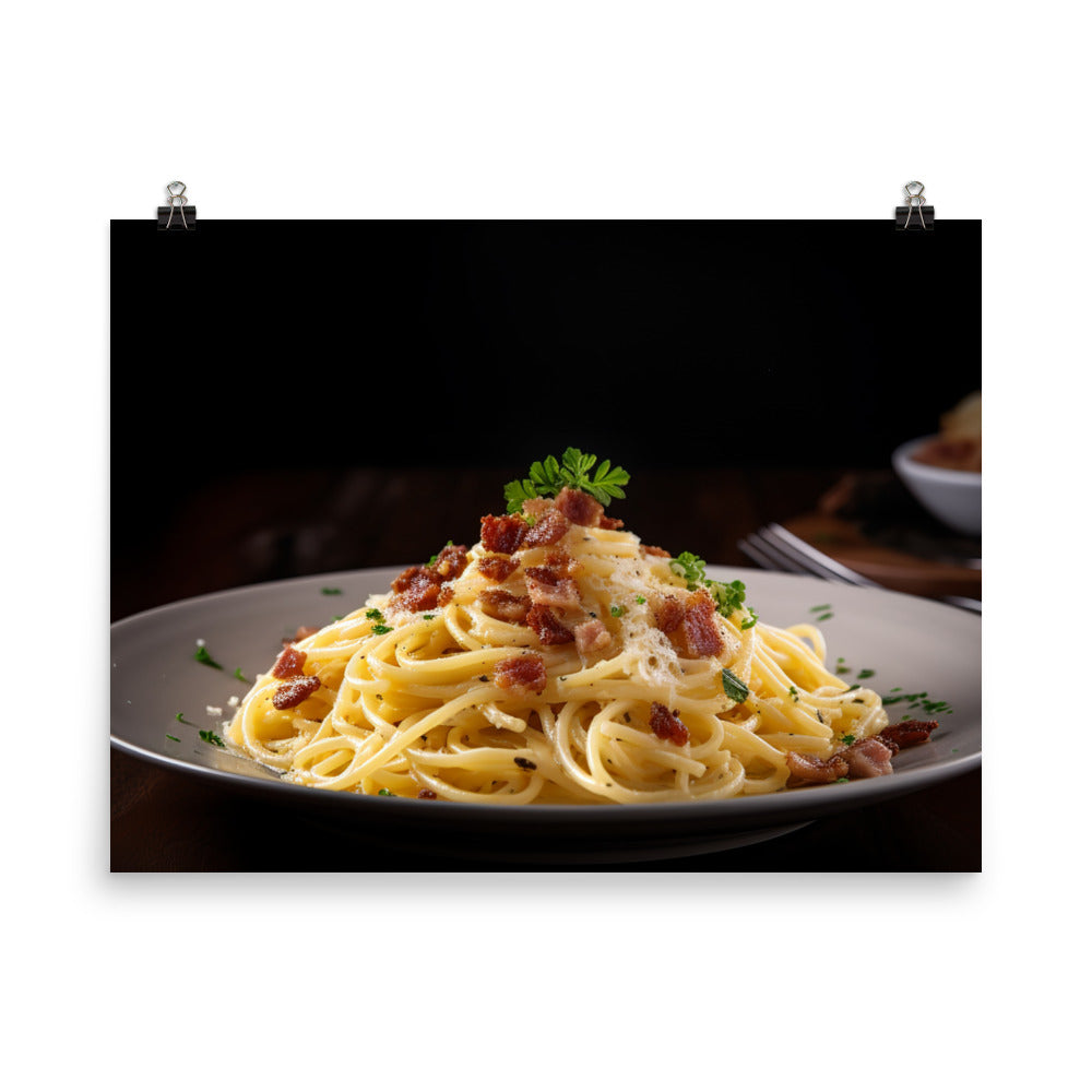 Spaghetti Carbonara with Bacon photo paper poster - Posterfy.AI