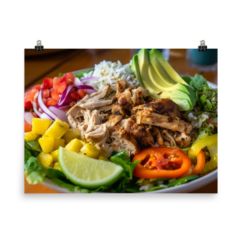 Jamaican Jerk Chicken Salad photo paper poster - Posterfy.AI
