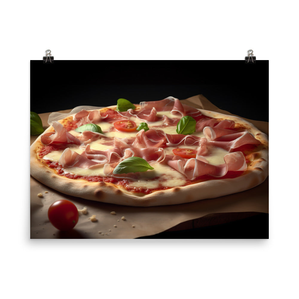 Parma Ham and Mozzarella Pizza photo paper poster - Posterfy.AI