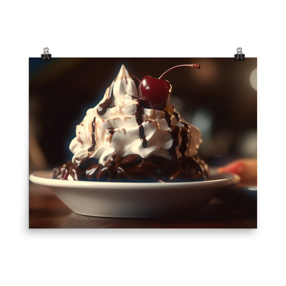 Chocolate Fudge Soft Serve Sundae photo paper poster - Posterfy.AI