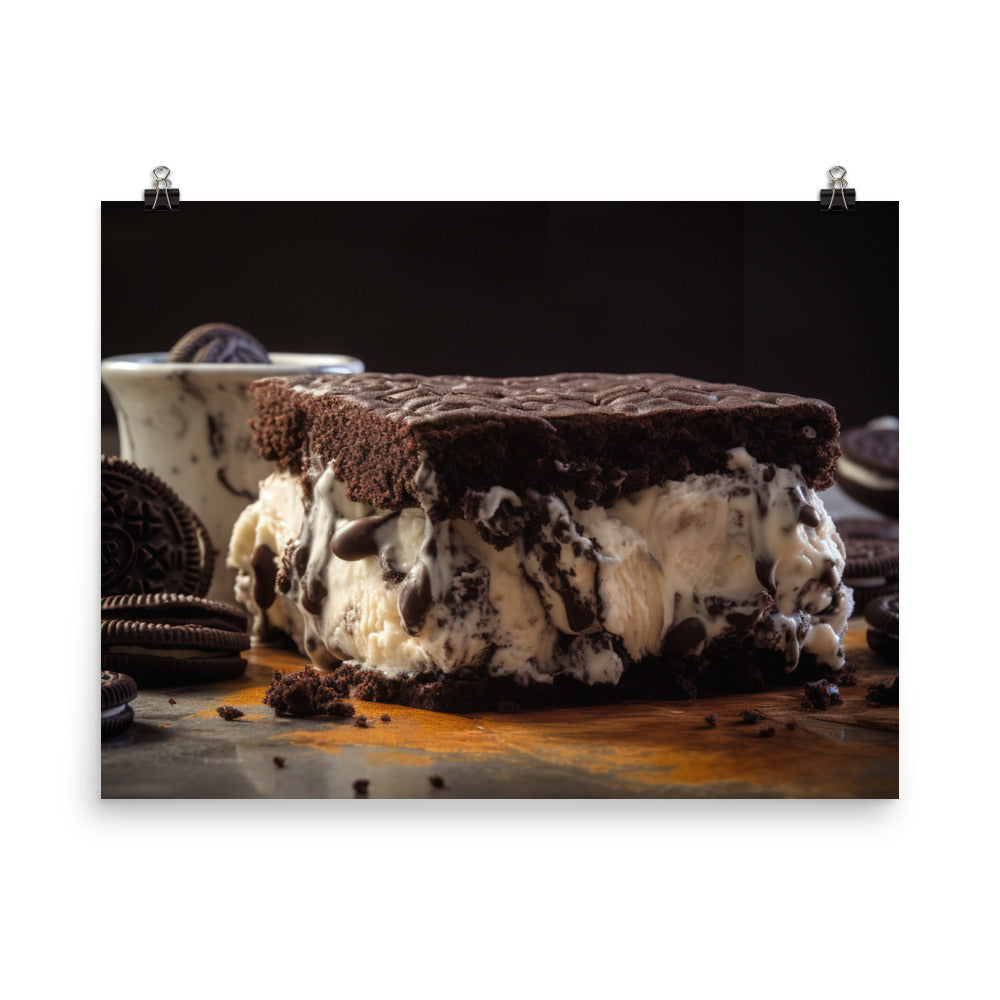 Oreo Brownie Ice Cream Sandwich photo paper poster - Posterfy.AI