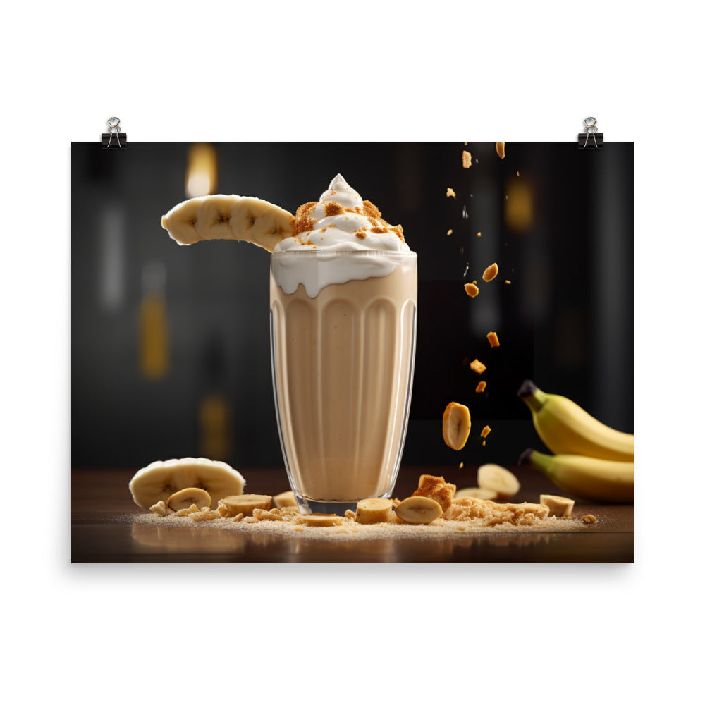 Peanut Butter Banana Milkshake photo paper poster - Posterfy.AI