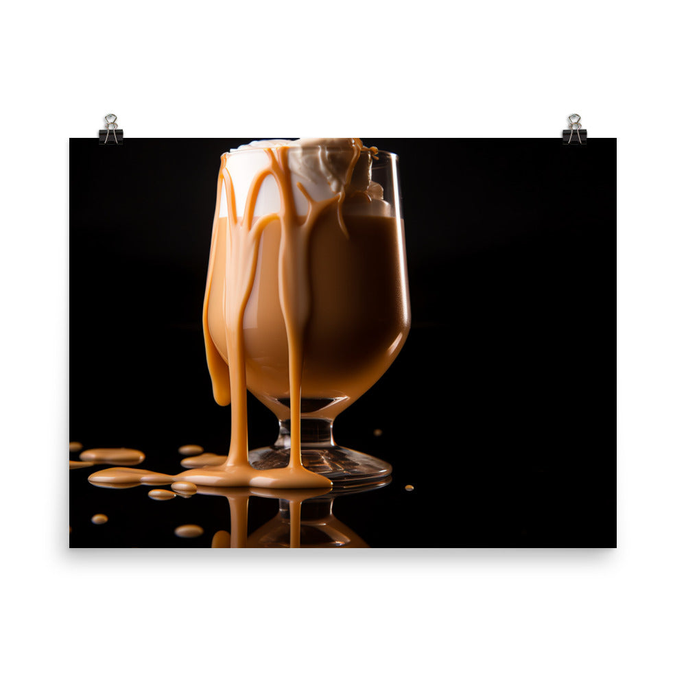 Creamy texture of a Salted Caramel Milkshake photo paper poster - Posterfy.AI