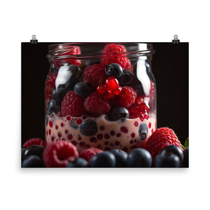 Juicy berries in a Berry Blast Milkshake photo paper poster - Posterfy.AI
