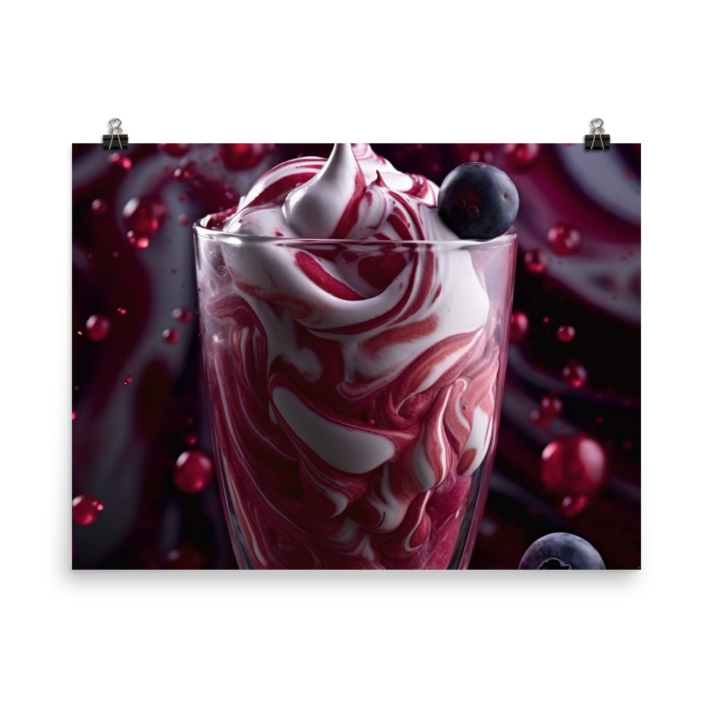 Berry Blast Milkshake with a swirled pattern photo paper poster - Posterfy.AI