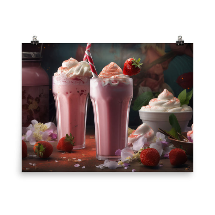 Strawberry shortcake milkshake photo paper poster - Posterfy.AI